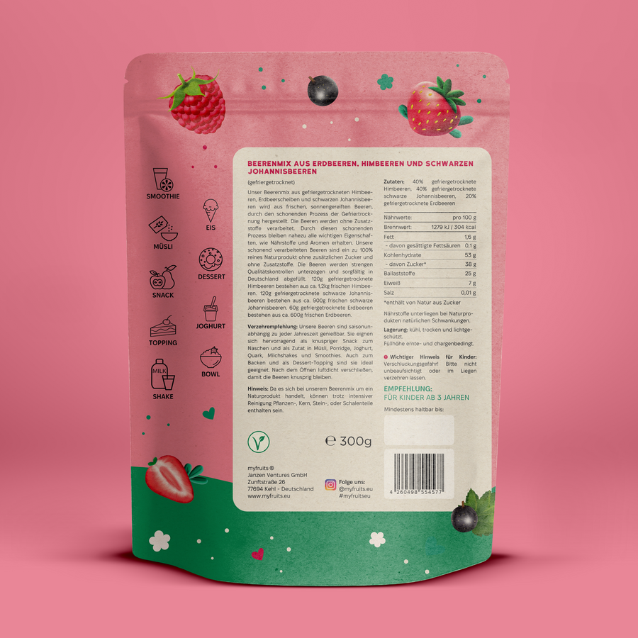 Gefriergetrockneter Beeren-Mix - Happy Morning, B-Ware.