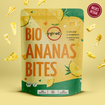 Gefriergetrocknete Bio Ananas Bites.