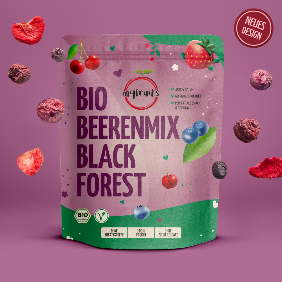 Gefriergetrockneter Bio Beerenmix – Black Forest.