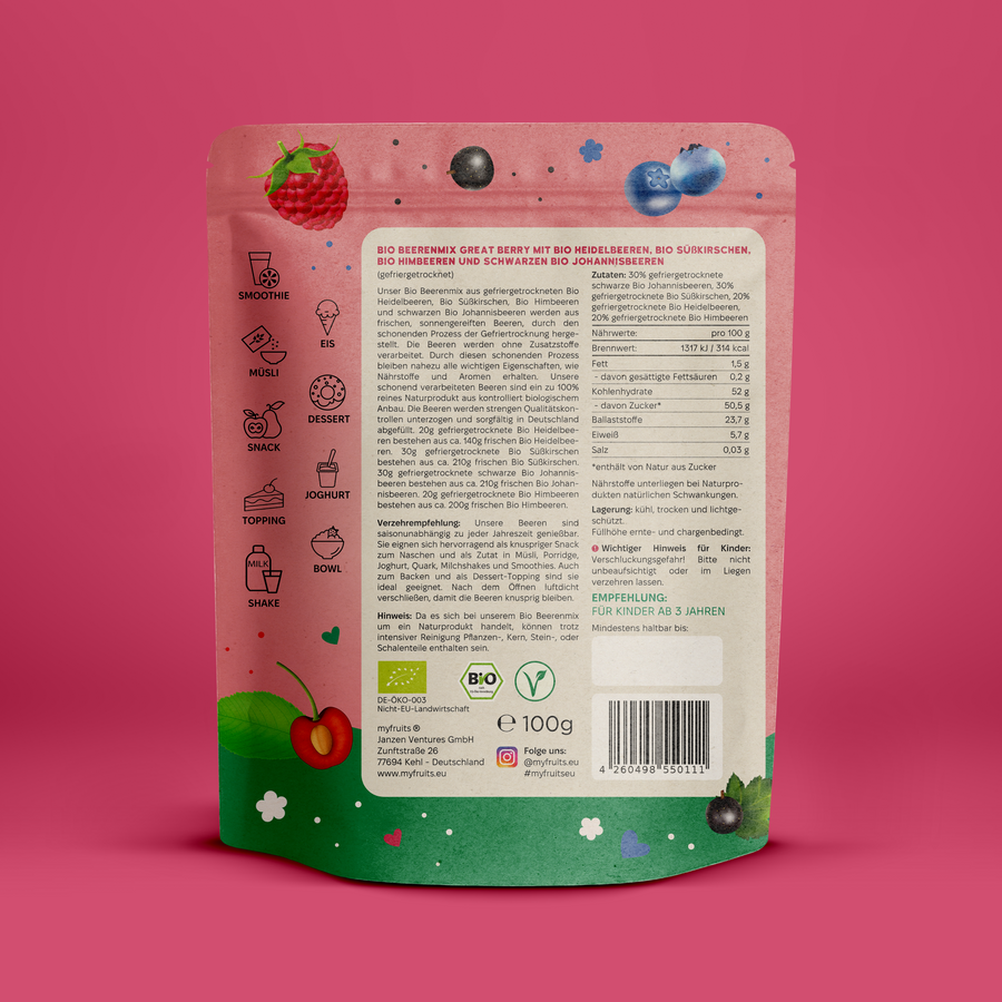 Gefriergetrockneter Bio Beerenmix – Great Berry.