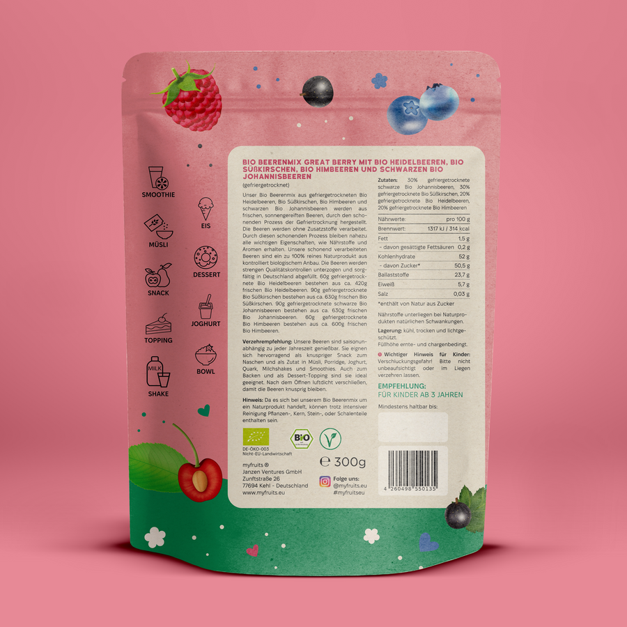 Gefriergetrockneter Bio Beerenmix – Great Berry.