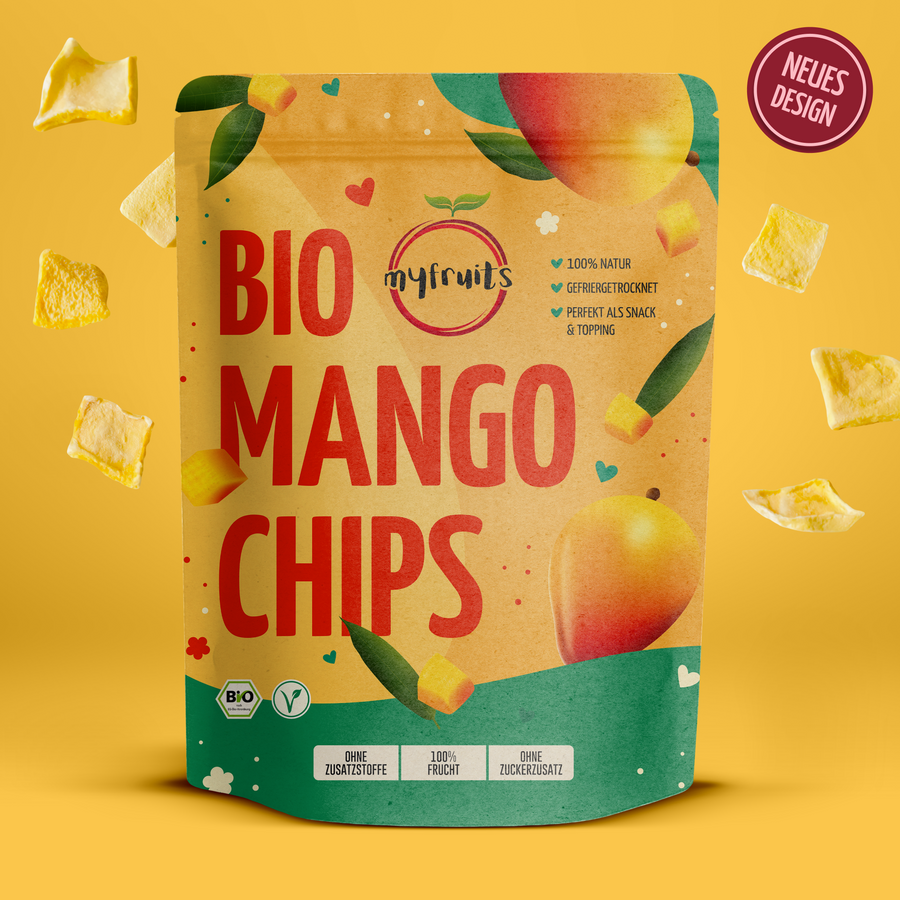 Gefriergetrocknete Bio Mangochips.