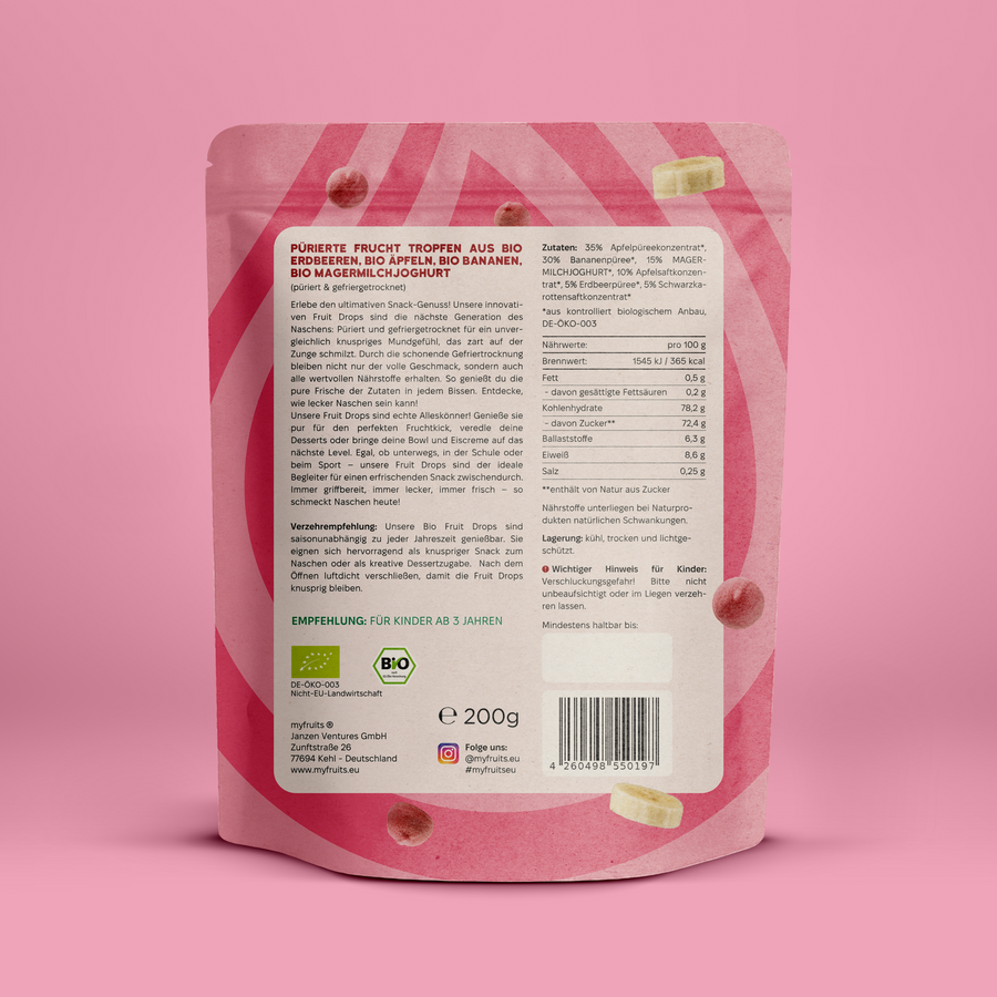 Bio Fruit Drops - Erdbeer Banane Joghurt.