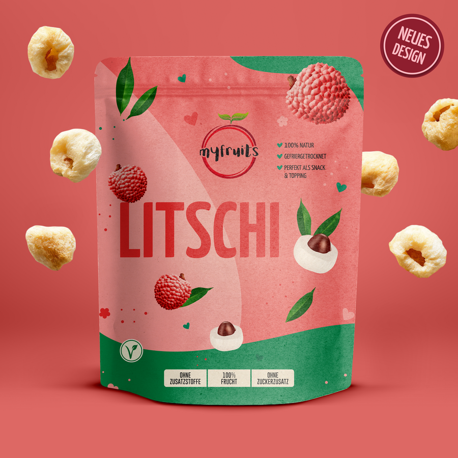 Gefriergetrocknete Litschi.