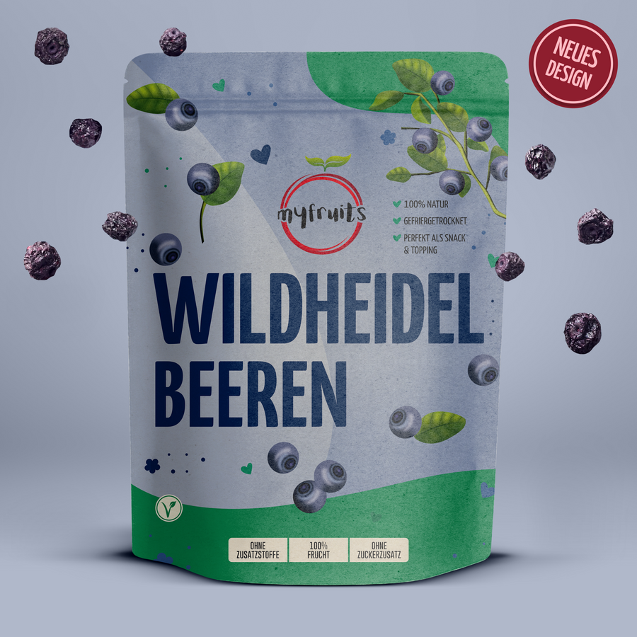 Gefriergetrocknete Wildheidelbeeren.