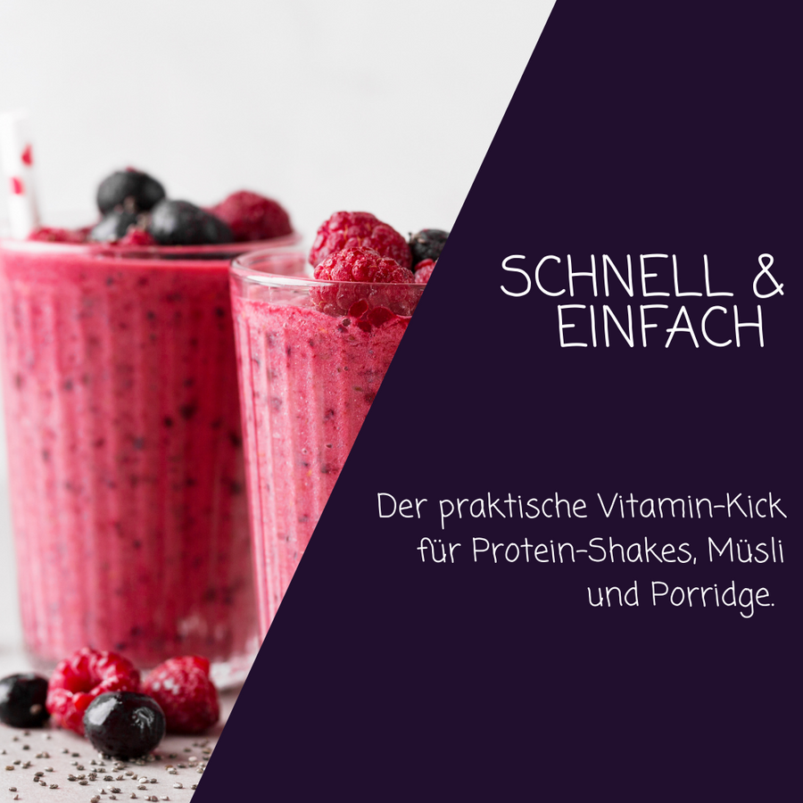 Schwarzes Johannisbeer Fruchtpulver.